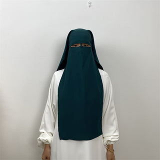 2340#  Premium nida head scarf with niqab style khimar hijab for muslim women 13 colors 服饰与配饰 CHAOMENG chaomeng.myshopify.com Dark Green（墨绿） Dark Green（墨绿）  
