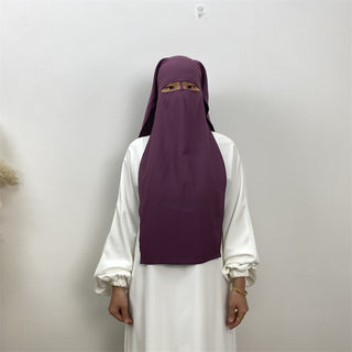 2340#  Premium nida head scarf with niqab style khimar hijab for muslim women 13 colors 服饰与配饰 CHAOMENG chaomeng.myshopify.com Dark Purple（深紫） Dark Purple（深紫）  