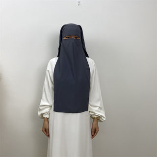 2340#  Premium nida head scarf with niqab style khimar hijab for muslim women 13 colors 服饰与配饰 CHAOMENG chaomeng.myshopify.com Grey（灰色） Grey（灰色）  