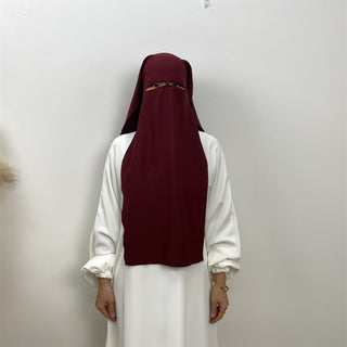 2340#  Premium nida head scarf with niqab style khimar hijab for muslim women 13 colors 服饰与配饰 CHAOMENG chaomeng.myshopify.com Maroon（枣红） Maroon（枣红）  