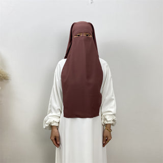 2340#  Premium nida head scarf with niqab style khimar hijab for muslim women 13 colors 服饰与配饰 CHAOMENG chaomeng.myshopify.com Purple（紫色） Purple（紫色）  