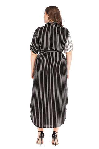 5085#Muslim Striped Summer Large Size Abaya Dress - Premium  from CHAOMENG - Just $29.90! Shop now at CHAOMENG MUSLIM SHOP