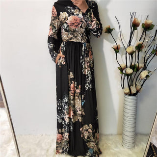 5089# Casual daily long sleeve dress jersey black maxi wrap waist dresses - Premium  from CHAOMENG MUSLIM SHOP - Just $25.90! Shop now at CHAOMENG MUSLIM SHOP