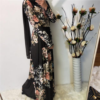 5089# Casual daily long sleeve dress jersey black maxi wrap waist dresses - Premium  from CHAOMENG MUSLIM SHOP - Just $25.90! Shop now at CHAOMENG MUSLIM SHOP