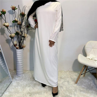 6176# Plain color simple design long sleeve muslim dress - CHAOMENG MUSLIM SHOP