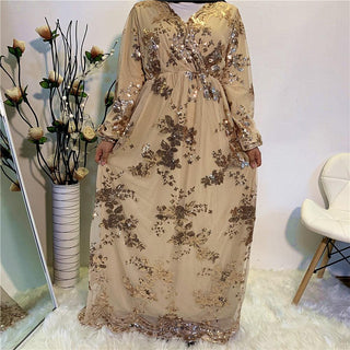 6184# Middle East Luxury lace Long Abaya - Premium  from CHAOMENG - Just $32.90! Shop now at CHAOMENG MUSLIM SHOP