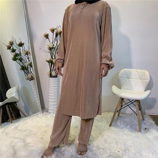 6331#Eid Mubarak Abaya Dubai Tops And Pants Set - Premium  from Chaomeng Store - Just $32.90! Shop now at CHAOMENG MUSLIM SHOP