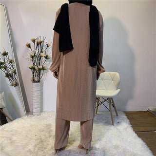 6331#Eid Mubarak Abaya Dubai Tops And Pants Set - Premium  from Chaomeng Store - Just $32.90! Shop now at CHAOMENG MUSLIM SHOP