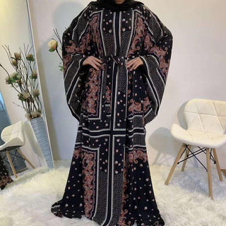6337#New Arrivals Arab Fashion Printed Lantern Sleeve Cardigan Robe Muslim Abaya - Premium  from CHAOMENG - Just $29.90! Shop now at CHAOMENG MUSLIM SHOP