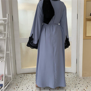 6371#Sliver Lace On Sleeve Plain And Simple Closed Loose Abaya - Premium  from CHAOMENG - Just $29.90! Shop now at CHAOMENG MUSLIM SHOP