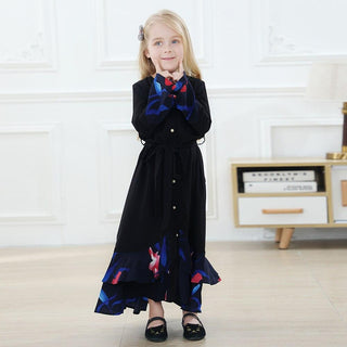 63740#Abaya Modest Fashion Nida Floral Print Little Girls Dress - Premium  from Chaomeng Store - Just $26.90! Shop now at CHAOMENG MUSLIM SHOP