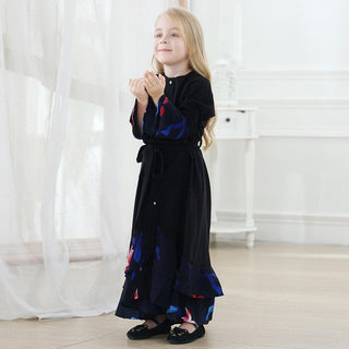 63740#Abaya Modest Fashion Nida Floral Print Little Girls Dress - Premium  from Chaomeng Store - Just $26.90! Shop now at CHAOMENG MUSLIM SHOP