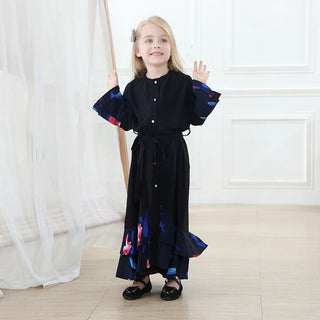 63740#Abaya Modest Fashion Nida Floral Print Little Girls Dress - Premium  from Chaomeng Store - Just $26.90! Shop now at CHAOMENG MUSLIM SHOP