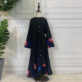 63740#Abaya Modest Fashion Nida Floral Print Little Girls Dress - Premium  from Chaomeng Store - Just $26.90! Shop now at CHAOMENG MUSLIM SHOP