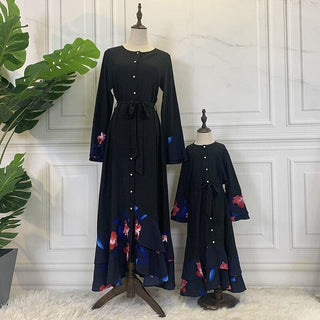 6374#Middle East New Fashion Mom and Daughter Vestidos Matching Outfits Abaya Long Maxi Muslim Dress Islamic Clothing For Ladies - Premium  from Chaomeng Store - Just $25.90! Shop now at CHAOMENG MUSLIM SHOP