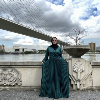 6377#Satin Muslim Dress - Premium 服饰与配饰 from CHAOMENG - Just $26.90! Shop now at CHAOMENG MUSLIM SHOP