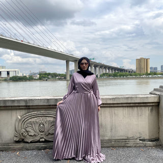 6377#Satin Muslim Dress - Premium 服饰与配饰 from CHAOMENG - Just $26.90! Shop now at CHAOMENG MUSLIM SHOP