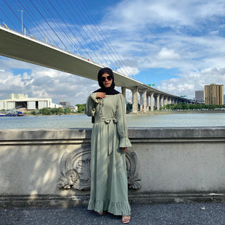 6389# High Quality Nida Dress Pleated Big Hem Style Muslim Dresses CHAOMENG MUSLIM SHOP muslim abaya dress