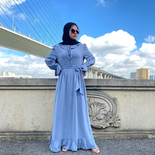 6389# High Quality Nida Dress Pleated Big Hem Style Muslim Dresses CHAOMENG MUSLIM SHOP muslim abaya dress