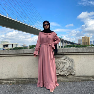 6389# High Quality Nida Dress Pleated Big Hem Style Muslim Dresses CHAOMENG MUSLIM SHOP muslim abaya dress