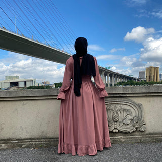 6389# High Quality Nida Dress Pleated Big Hem Style Muslim Dresses CHAOMENG MUSLIM SHOP muslim abaya dress