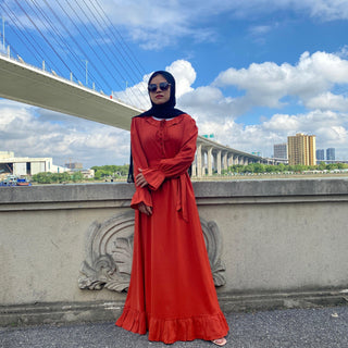 6389# High Quality Nida Dress Pleated Big Hem Style Muslim Dresses CHAOMENG MUSLIM SHOP muslim abaya dress