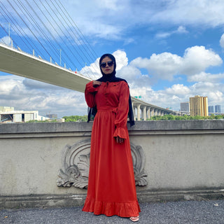 6389# High Quality Nida Dress Pleated Big Hem Style Muslim Dresses CHAOMENG MUSLIM SHOP muslim abaya dress