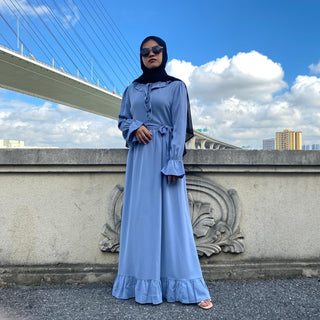 6389# High Quality Nida Dress Pleated Big Hem Style Muslim Dresses CHAOMENG MUSLIM SHOP muslim abaya dress