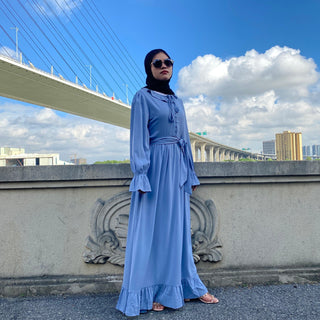 6389# High Quality Nida Dress Pleated Big Hem Style Muslim Dresses CHAOMENG MUSLIM SHOP muslim abaya dress