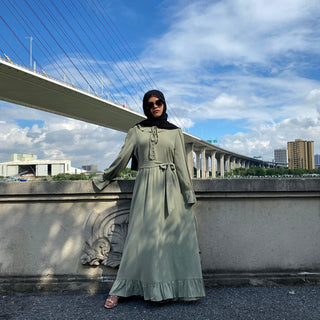 6389# High Quality Nida Dress Pleated Big Hem Style Muslim Dresses CHAOMENG MUSLIM SHOP muslim abaya dress