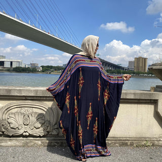 6427# Soft Comfortable Cotton Dress Butterfly Sleeves Abaya Dress CHAOMENG MUSLIM SHOP muslim abaya dress