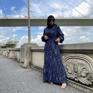 6434#Hot Selling Floral Burkini Muslim Long Sleeve Dress CHAOMENG MUSLIM SHOP muslim abaya dress
