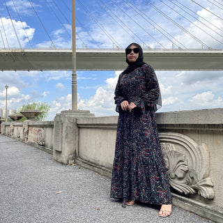 6434#Hot Selling Floral Burkini Muslim Long Sleeve Dress CHAOMENG MUSLIM SHOP muslim abaya dress