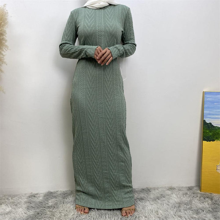 muslim dress winter long 64350#6 color Winter Long Sleeve Knitted Muslim Dress