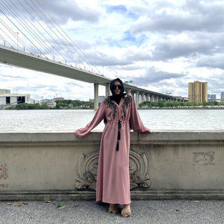 6510#New Arrivals Arab Fashion Lantern Sleeve Cardigan Robe Muslim Dress CHAOMENG MUSLIM SHOP muslim abaya dress