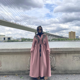 6510#New Arrivals Arab Fashion Lantern Sleeve Cardigan Robe Muslim Dress CHAOMENG MUSLIM SHOP muslim abaya dress