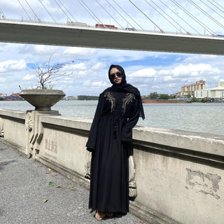 6510#New Arrivals Arab Fashion Lantern Sleeve Cardigan Robe Muslim Dress CHAOMENG MUSLIM SHOP muslim abaya dress