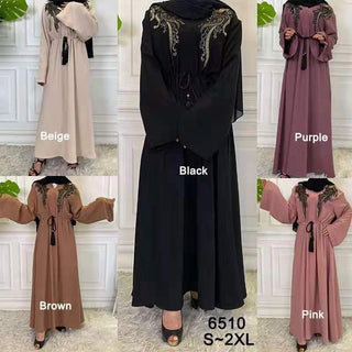 6510#New Arrivals Arab Fashion Lantern Sleeve Cardigan Robe Muslim Dress CHAOMENG MUSLIM SHOP muslim abaya dress