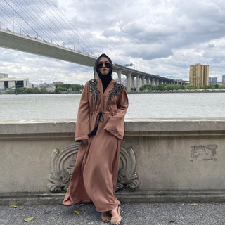 6510#New Arrivals Arab Fashion Lantern Sleeve Cardigan Robe Muslim Dress CHAOMENG MUSLIM SHOP muslim abaya dress