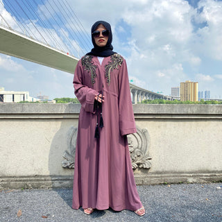 6510#New Arrivals Arab Fashion Lantern Sleeve Cardigan Robe Muslim Dress CHAOMENG MUSLIM SHOP muslim abaya dress