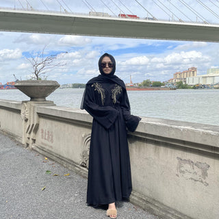 6510#New Arrivals Arab Fashion Lantern Sleeve Cardigan Robe Muslim Dress CHAOMENG MUSLIM SHOP muslim abaya dress