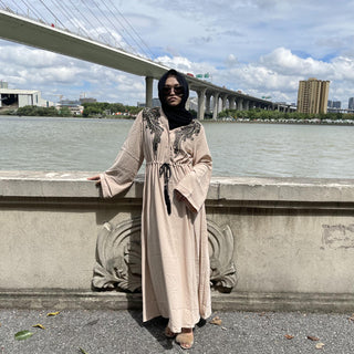 6510#New Arrivals Arab Fashion Lantern Sleeve Cardigan Robe Muslim Dress CHAOMENG MUSLIM SHOP muslim abaya dress