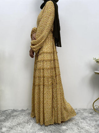 6527-HUA#  Floral Lovely Simple New Fashion Chiffon Dress CHAOMENG MUSLIM SHOP muslim abaya dress