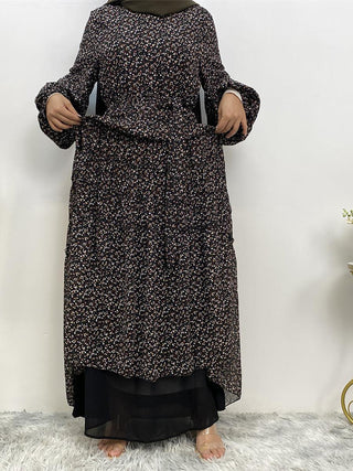 6527-HUA#  Floral Lovely Simple New Fashion Chiffon Dress CHAOMENG MUSLIM SHOP muslim abaya dress