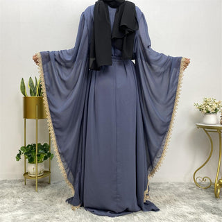 6529#New Arrivals Arab Fashion Printed Lantern Sleeve Cardigan Robe Muslim Abaya CHAOMENG MUSLIM SHOP muslim abaya dress