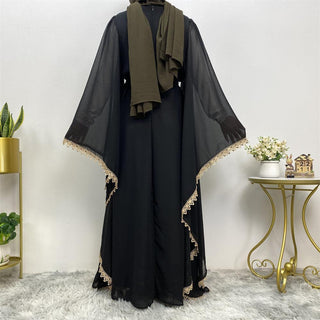 6529#New Arrivals Arab Fashion Printed Lantern Sleeve Cardigan Robe Muslim Abaya CHAOMENG MUSLIM SHOP muslim abaya dress