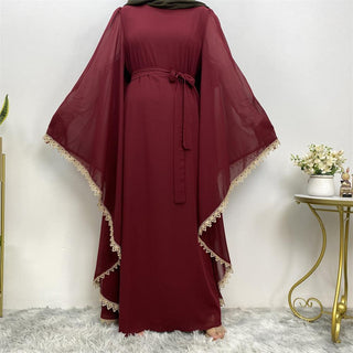 6529#New Arrivals Arab Fashion Printed Lantern Sleeve Cardigan Robe Muslim Abaya CHAOMENG MUSLIM SHOP muslim abaya dress