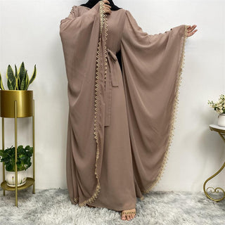 6529#New Arrivals Arab Fashion Printed Lantern Sleeve Cardigan Robe Muslim Abaya CHAOMENG MUSLIM SHOP muslim abaya dress