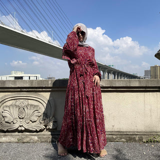 6564#Chiffon Printing Dress CHAOMENG MUSLIM SHOP muslim abaya dress