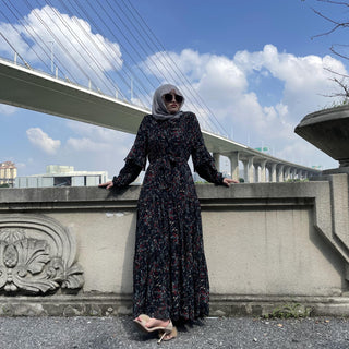 6564#Chiffon Printing Dress CHAOMENG MUSLIM SHOP muslim abaya dress